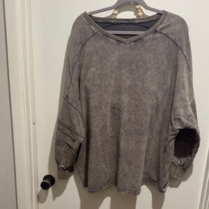 SHEIN Charcoal V-Neck Pullover